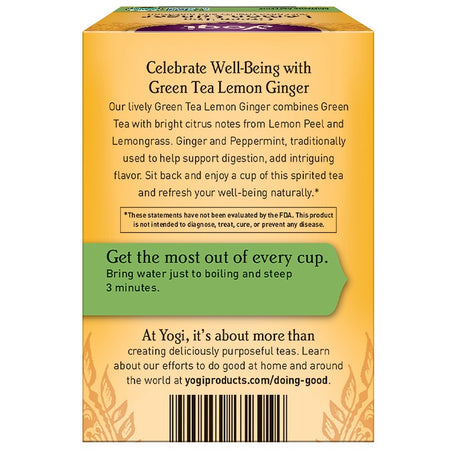 Yogi Tea - Organic Green Tea, Lemon Ginger, 16 Tea Bags, 1.12 oz (32 g)