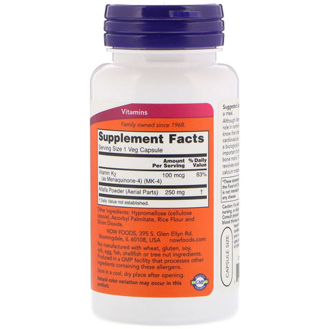 Now Foods - Vitamin K-2, 100 mcg, 100 Veg Capsules