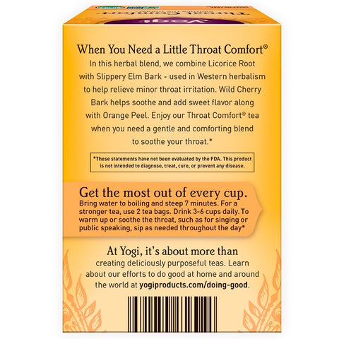 Yogi Tea - Organic, Throat Comfort, Caffeine Free, 16 Tea Bags, 1.27 oz (36 g)