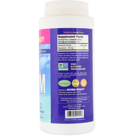 Natural Vitality - Natural Calm, The Anti-Stress Drink, Organic Raspberry-Lemon Flavor, 16 oz (453 g)