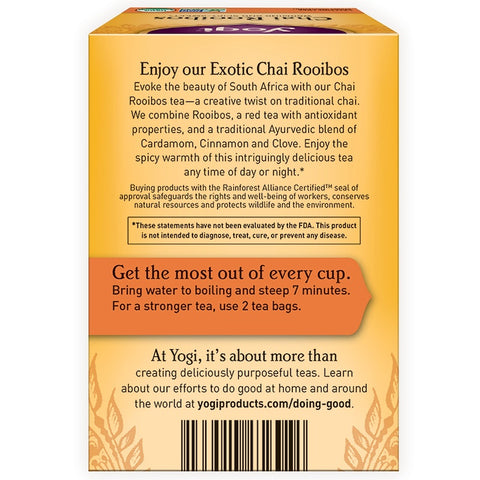 Yogi Tea - Organic, Chai Rooibos, Caffeine Free, 16 Tea Bags, 1.27 oz (36 g)