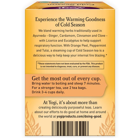 Yogi Tea - Organic, Cold Season, Caffeine Free, 16 Tea Bags, 1.12 oz (32 g)