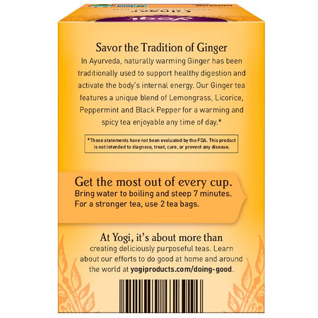 Yogi Tea - Organic Ginger, Caffeine Free, 16 Tea Bags, 1.12 oz (32 g)