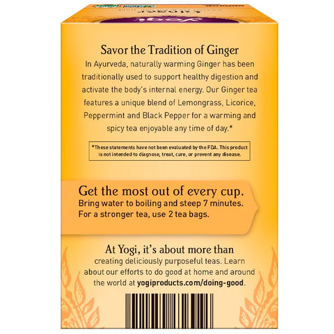 Yogi Tea - Organic Ginger, Caffeine Free, 16 Tea Bags, 1.12 oz (32 g)