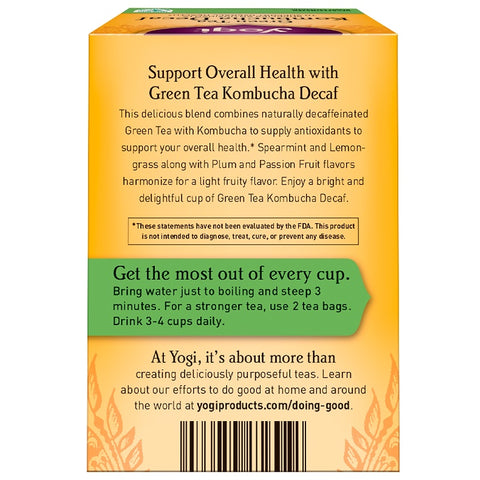 Yogi Tea - Green Tea Kombucha Decaf, 16 Tea Bags, 1.12 oz (32 g)