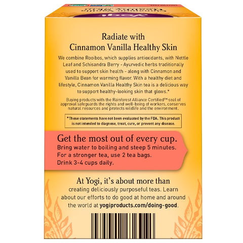 Yogi Tea - Cinnamon Vanilla Healthy Skin, Caffeine Free, 16 Tea Bags, 1.12 oz (32 g)