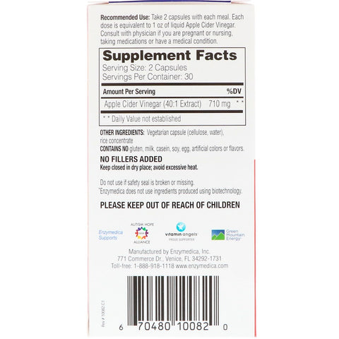 ENZYMEDICA - Apple Cider Vinegar - 60 Capsules