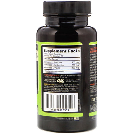Optimum Nutrition - BCAA 1000 Caps, Mega-Size, 1 g, 60 Capsules