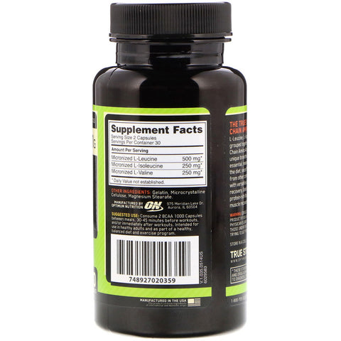 Optimum Nutrition - BCAA 1000 Caps, Mega-Size, 1 g, 60 Capsules