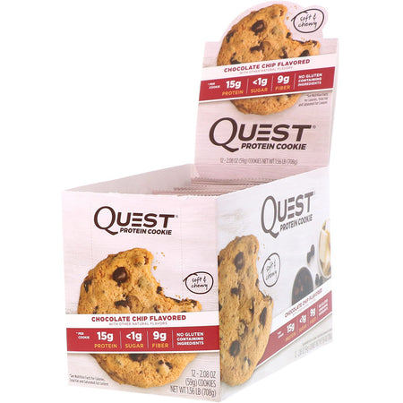 Quest Nutrition - Protein Cookie, Chocolate Chip, 12 Pack, 2.08 oz (59 g) Each