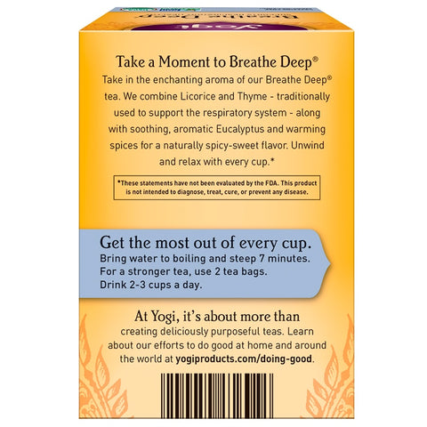 Yogi Tea - Organic, Breathe Deep, Caffeine Free, 16 Tea Bags, 1.12 oz (32 g)