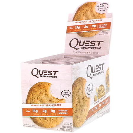 Quest Nutrition - Protein Cookie, Peanut Butter, 12 Pack, 2.04 oz (58 g) Each
