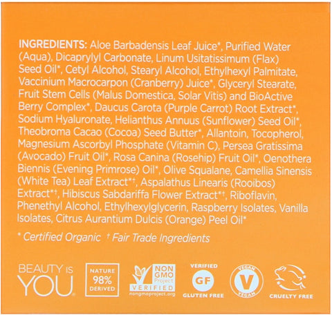 Andalou Naturals -Luminous Night Cream, Purple Carrot + C, Brightening, 1.7 fl oz (50 ml)