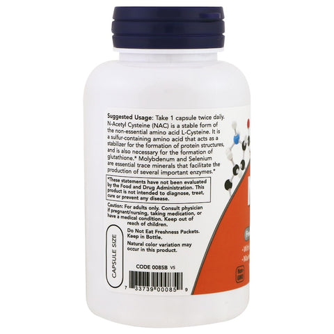 Now Foods - NAC-ACETYL CYSTEINE NAC, 600 mg, 100 Veg Capsules