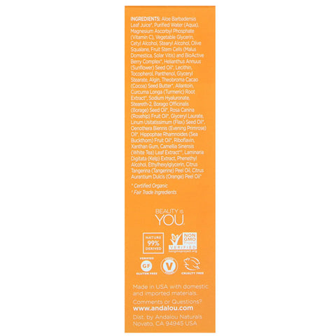 Andalou Naturals - Enlighten Serum, Turmeric + C, Brightening, 1.1 fl oz (32 ml)