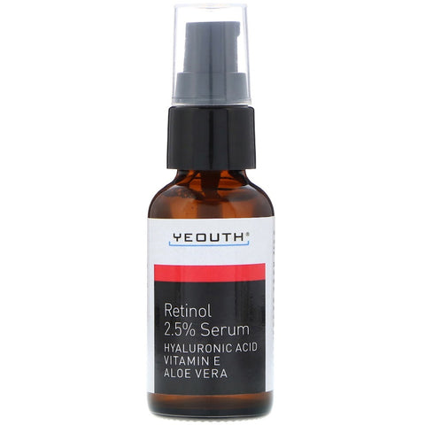 Yeouth - 2.5% Retinol Serum With Hyaluronic Acid, Vitamin E, Aloe Vera, 1oz