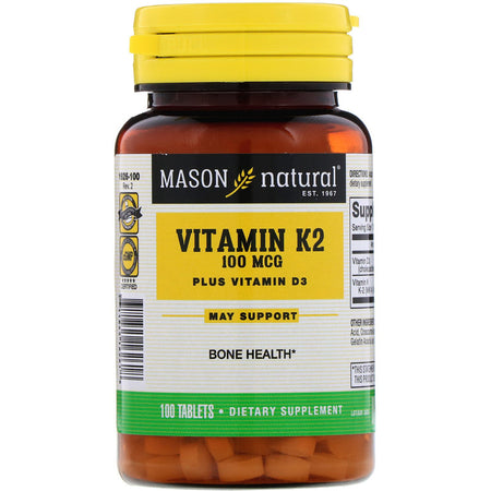 Mason - Vitamin K2 Plus Vitamin D3, 100 Mcg,  - 100 Tablets
