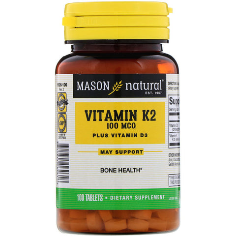Mason - Vitamin K2 Plus Vitamin D3, 100 Mcg,  - 100 Tablets