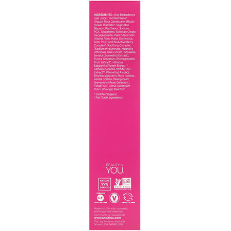 Andalou Naturals - 1000 Roses Floral Toner, Sensitive, 6 fl oz (178 ml)