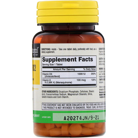 Mason - Vitamin K2 Plus Vitamin D3, 100 Mcg,  - 100 Tablets