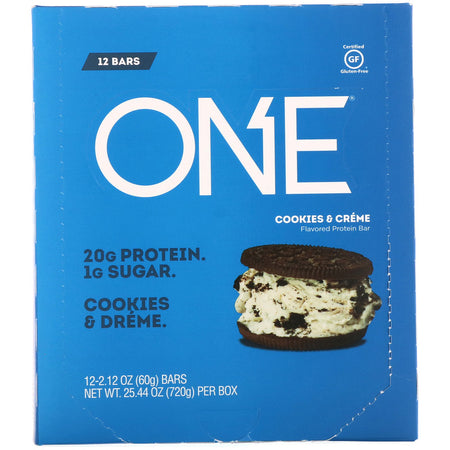 One Brands, One Bar, Cookies & Cream, 12 Bars, 2.12 oz (60 g) Each
