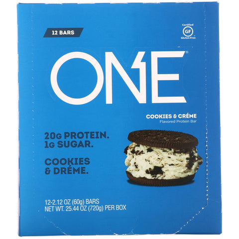 One Brands, One Bar, Cookies & Cream, 12 Bars, 2.12 oz (60 g) Each