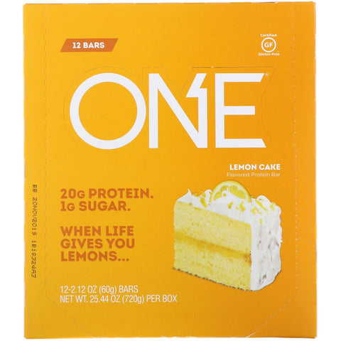 One Brands, One Bar, Lemon Cake, 12 Bars, 2.12 oz (60 g) Each
