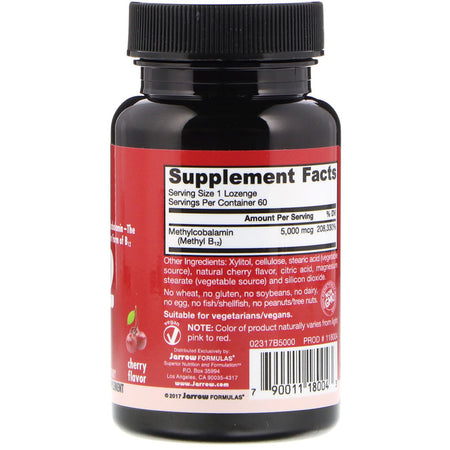 Jarrow - Methyl B12, Methylcobalamin 5000 MCG - 60 LOZEGENS