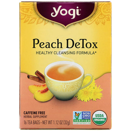 Yogi Tea - Peach DeTox, Caffeine Free, 16 Tea Bags, 1.12 oz (32 g)