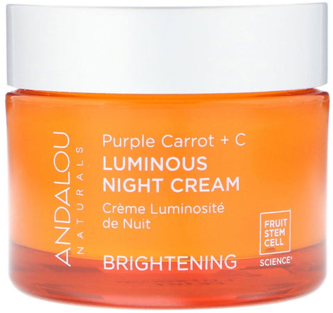 Andalou Naturals -Luminous Night Cream, Purple Carrot + C, Brightening, 1.7 fl oz (50 ml)