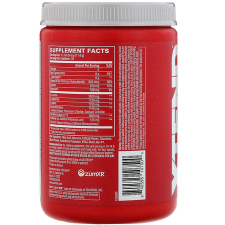 Xtend Energy BCAA, Blue Raspberry Ice, 12.3 oz (348 g) - 30 Servings
