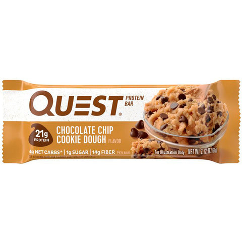 Quest Nutrition - Protein Bar, Chocolate Chip Cookie Dough, 12 Bars, 2.12 oz (60 g) Each