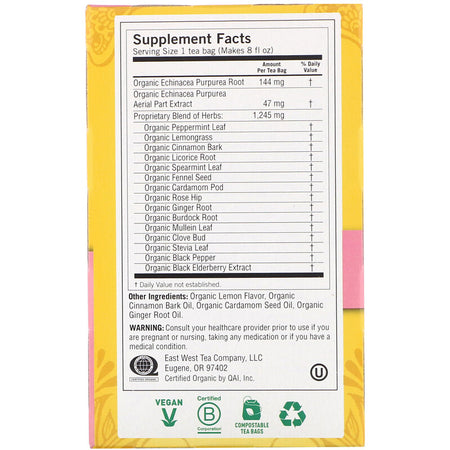 Yogi Tea - Echinacea Immune Support, Caffeine Free, 16 Tea Bags, .85 oz (24 g)