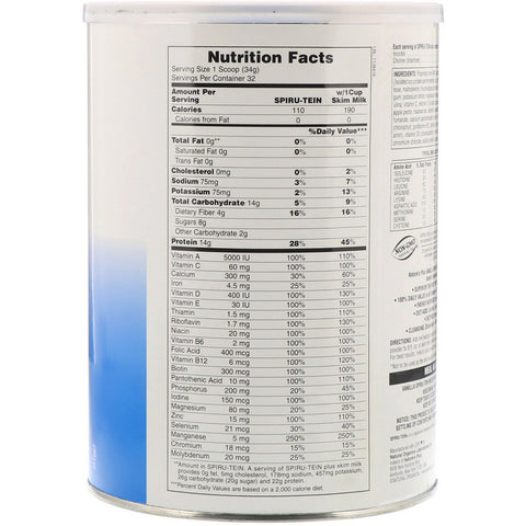 Natures Plus - Spiru-Tein High Protein Energy Meal, Vanilla, 2.4 lbs (1088 g)