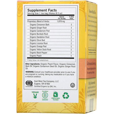 Yogi Tea - Peach DeTox, Caffeine Free, 16 Tea Bags, 1.12 oz (32 g)