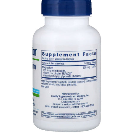 Life Extension - MAGNESIUM 500 MG 100 VEGETARIAN CAPSULES - 100 Capsules