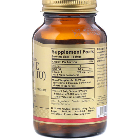 Solgar - Vitamin E 400 IU Mixed Softgels (400 IU D-Alpha Tocopherol & Mixed Tocopherols) - 100 Softgels