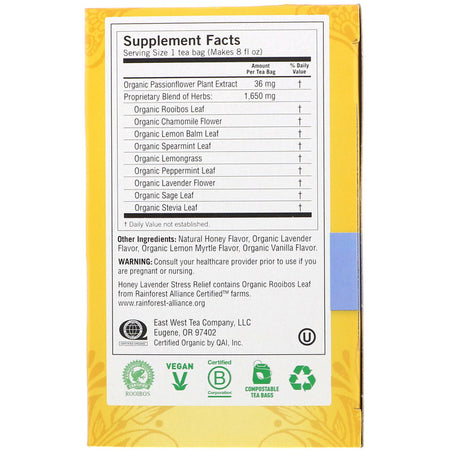 Yogi Tea - Organic, Honey Lavender Stress Relief, Caffeine Free, 16 Tea Bags, 1.02 oz (29 g)
