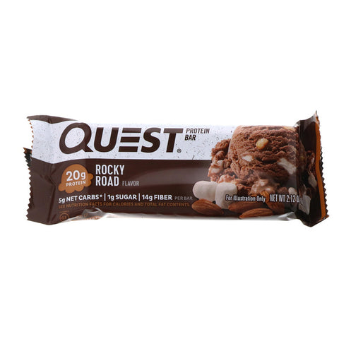 Quest Nutrition - Protein Bar, Rocky Road, 12 Bars, 2.12 oz (60 g) Each
