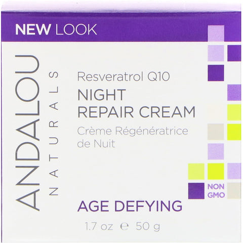 Andalou Naturals - Resveratrol Q10 Night Repair Cream Age-Defying, 1.7 oz (50 g)