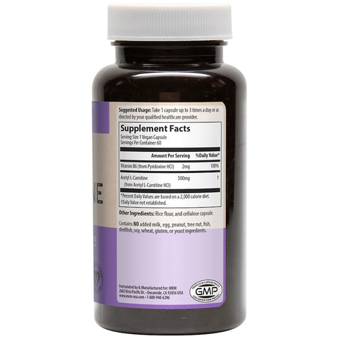 MRM - Acetyl L-Carnitine - 500mg Per Capsule - 60 Capsules