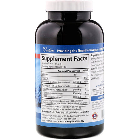 Carlson - Super DHA Gems - 180 Softgels