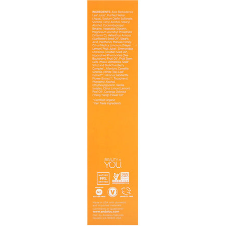 Andalou Naturals -Creamy Cleanser, Meyer Lemon + C, Brightening, 6 fl oz (178 ml)