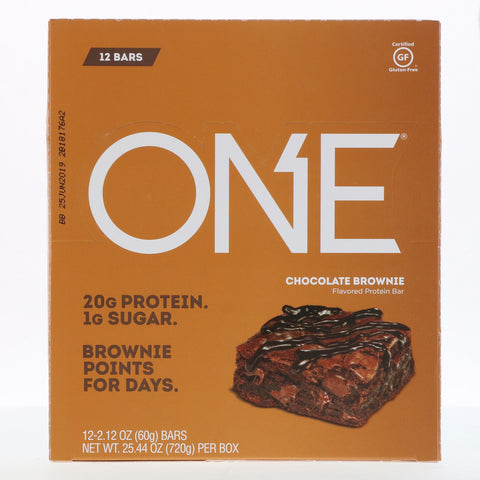 One Brands, One Bar, Chocolate Brownie, 12 Bars, 2.12 oz (60 g) Each