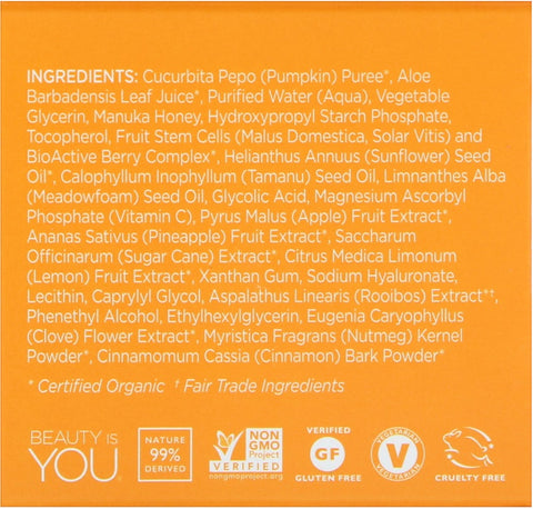 Andalou Naturals - Glycolic Mask, Pumpkin Honey, Brightening, 1.7 oz (50 g)