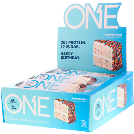 One Brands, One Bar, Birthday Cake, 12 Bars, 2.12 oz (60 g) Each