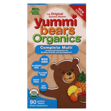 Hero Nutritional Products, Yummi Bears Organics, Complete Multi, Organic Fruit Flavors, 90 Yummi Bears
