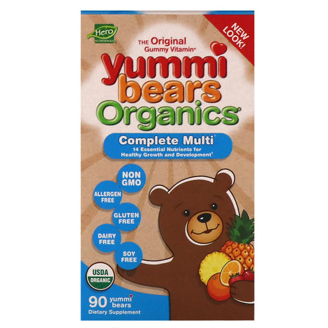 Hero Nutritional Products, Yummi Bears Organics, Complete Multi, Organic Fruit Flavors, 90 Yummi Bears