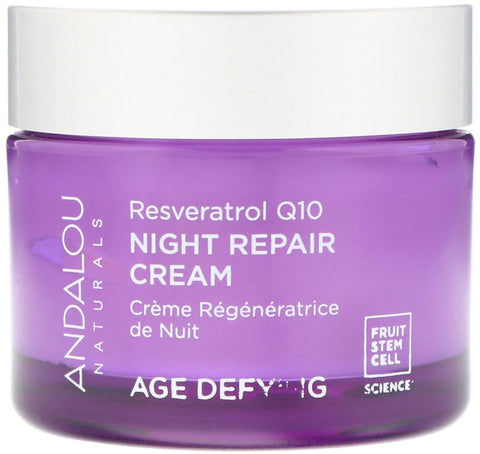 Andalou Naturals - Resveratrol Q10 Night Repair Cream Age-Defying, 1.7 oz (50 g)