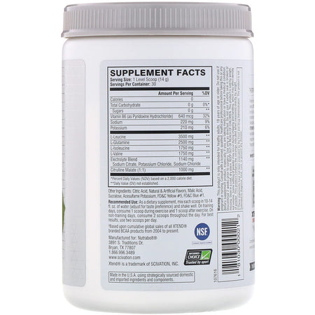 Xtend The Original 7 G BCAA, Lemon-Lime Squeeze, 14.8 oz (420 g) - 30 Servings